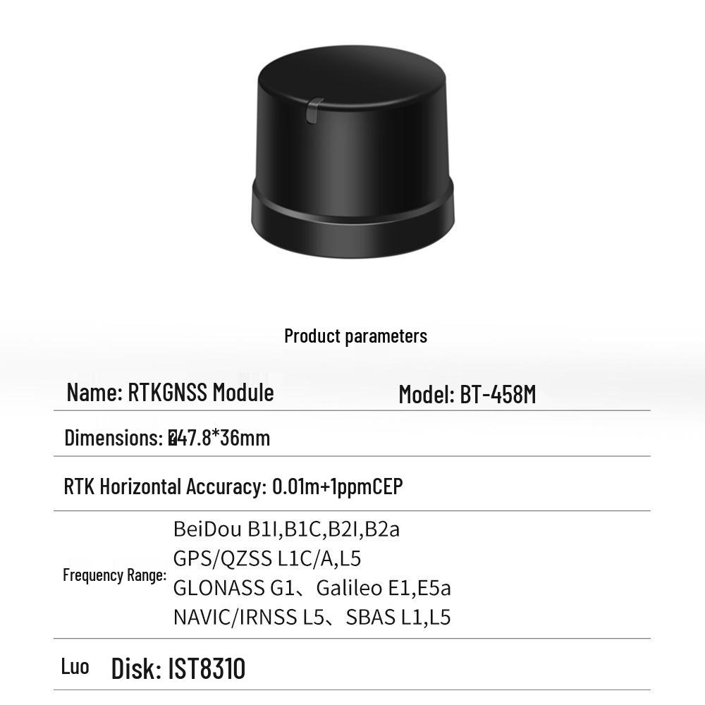 BT-458M: High-Precision GNSS Receiver with RTK, Compass, BeiDou, GPS & Antenna for Drones