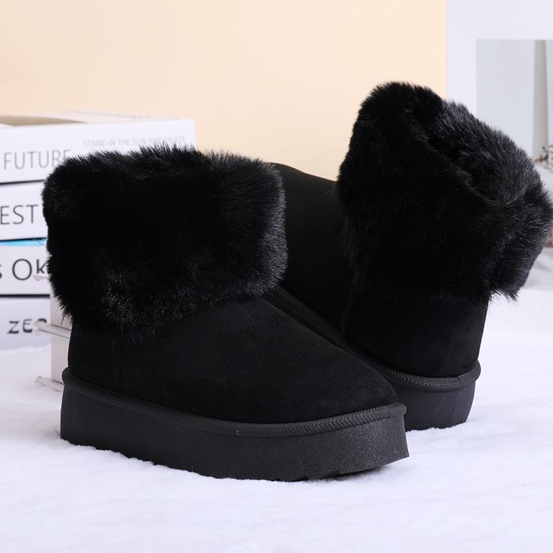 Women's Winter Cotton Boots, Mid-Cut Thick-Soled Boots, Warm, Fleece-Lined, Thick Snow Boots