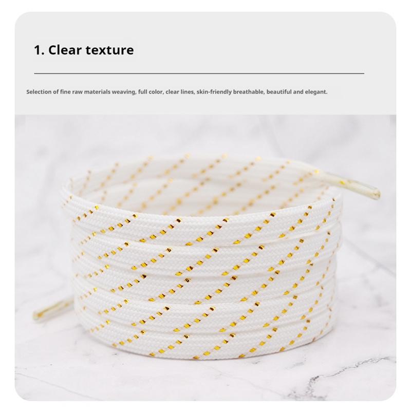 1Pair Luxury Gold wire Flat Shoelaces Sneakers Casual Shoe laces 7mm Wide Rope Shoelace Shoes Accessories 60/100/120/140/160CM