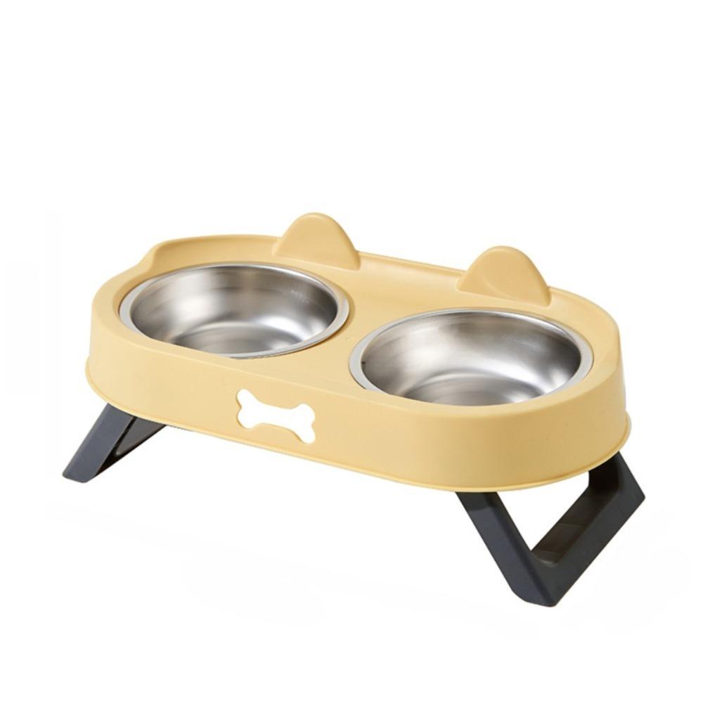 Cat Shaped Elevated Cat Bowl Double Bowl Dog Food Container Cat Bowl with Stand  Pet Feeding жёлтый