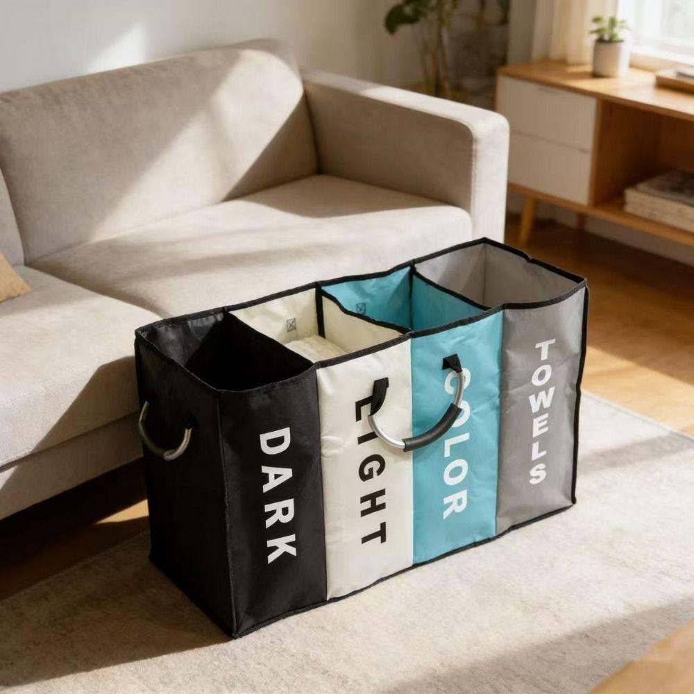 Large Capacity Divided Laundry Basket Oxford Cloth Miscellaneous Storage Bag for Home