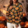 Women's Halloween Print Long Sleeve Neck Sweatshirt Top for Casual Wear