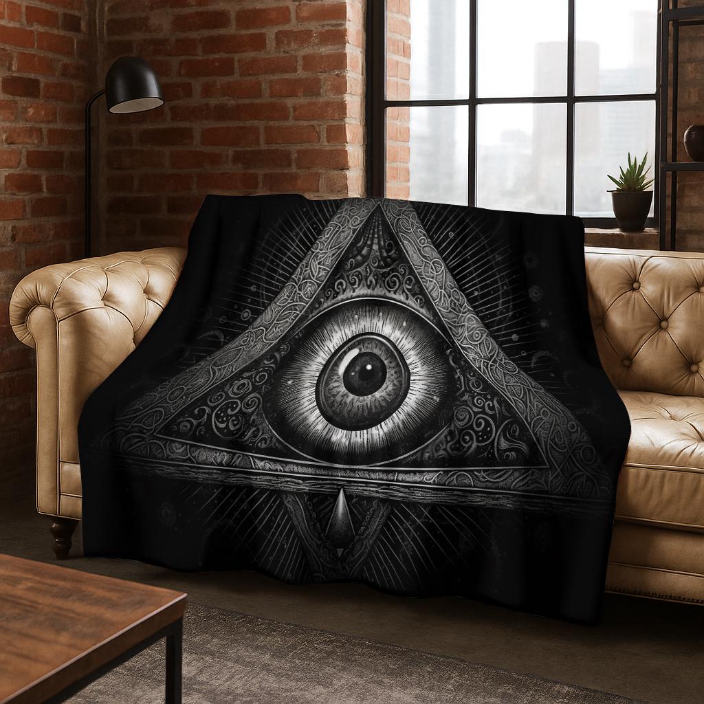 

Freemasonry The Eye of the Demon Flannel Blanket Soft Warm Blanket for Bedroom Living Room Bed Travel Camping Picnic Gift 75x90cm