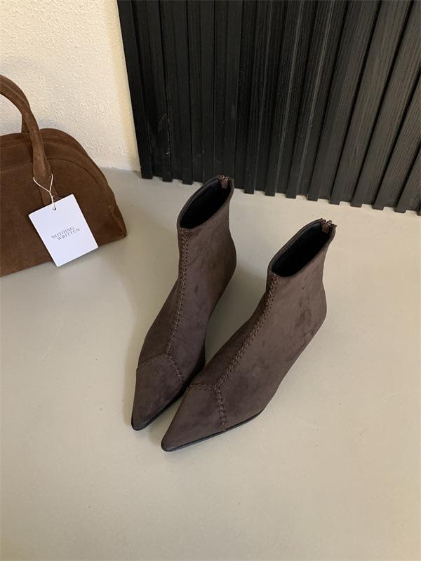 2025 autumn and winter retro short boots thin boots design sense niche thin heel high heel boots French women's boots