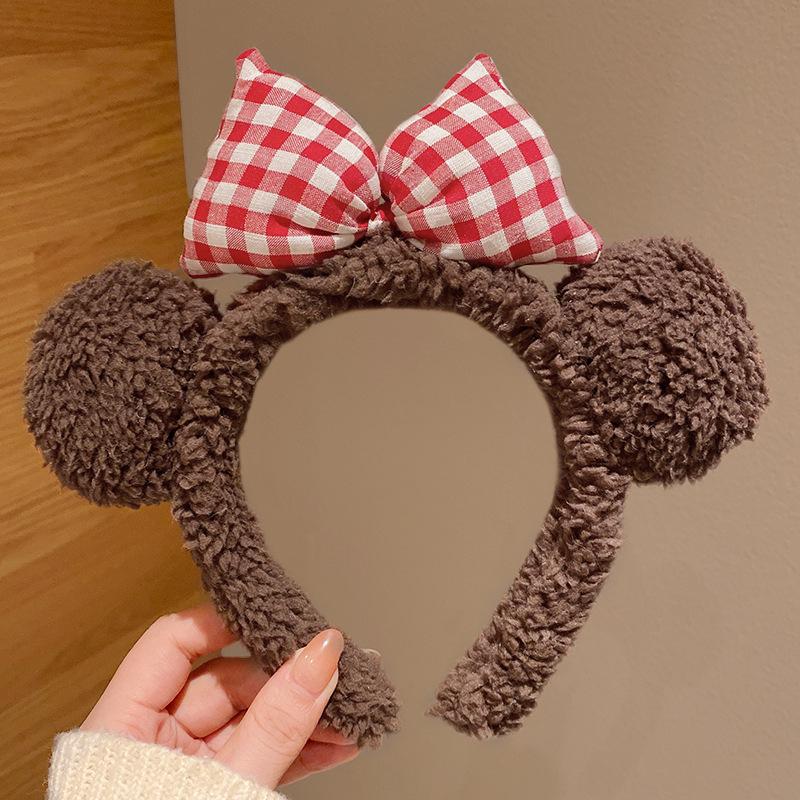 2024 Cute Cartoon Plush Headband for Women - Makeup, Hair Clip & Tie