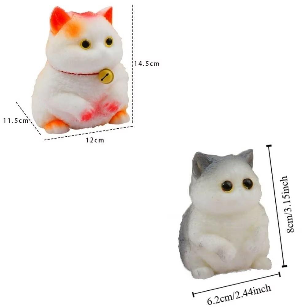Cartoon Soft Material Cat Shaped Squeeze Colorful Mini Size Animal Squeeze Cat Bell Bow Slow Rebound Squeeze