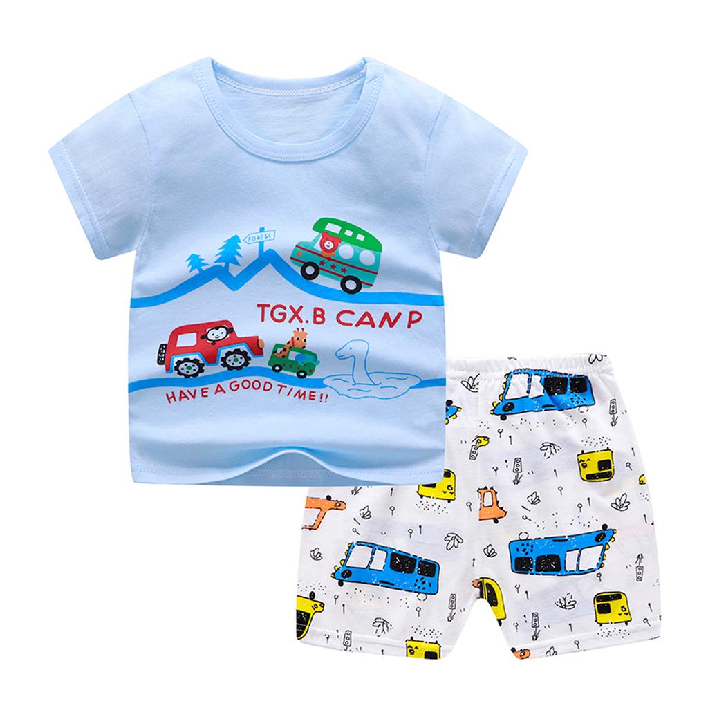 Kleinkind Baby Jungen Mädchen Kurzarm Cartoon T-Shirt + Shorts Outfits Set 0-5Y