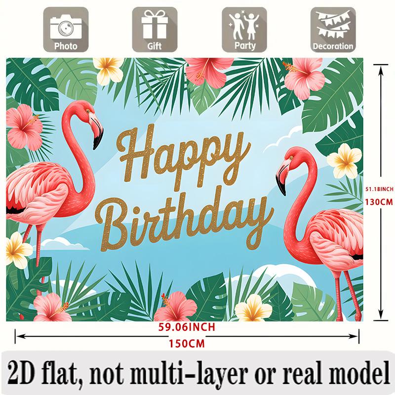 Party Backdrop Tropical Flat Banners Flamingo Celebrations Wedding Enthusiasts Photo Background Decor Front Door Decor