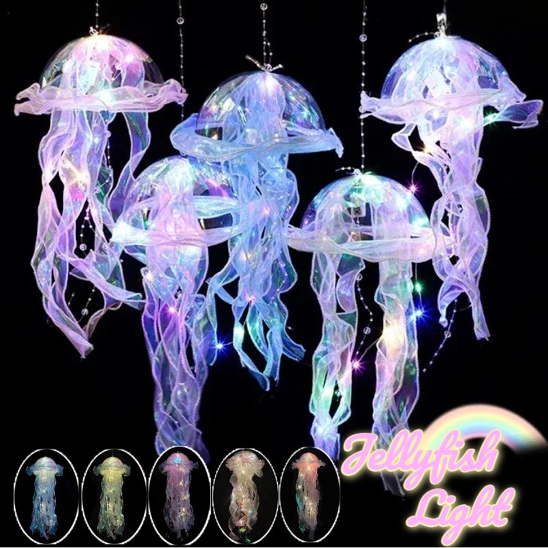 1-5pcs Jellyfish Lamp Jellyfish Atmosphere Night Light Button Battery Hanging Ceiling Lantern Creative Jellyfish lantern Photo