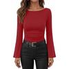 Women S Slim Fit Long Sleeve Flared Sleeve T Shirt Solid Color