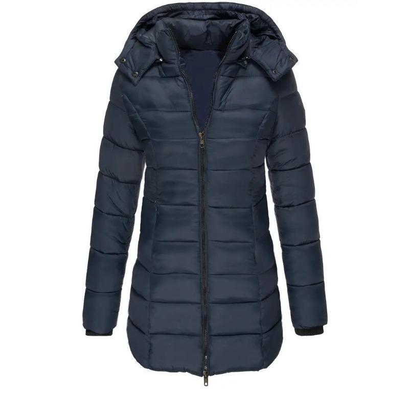 Autumn and Winter Women's Clothing Medium and Long Slim-fitting Hooded Jacket Casual Light Cotton-padded Clothing Cotton-padded Clothing Personality