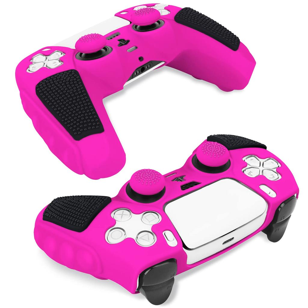 For Sony PlayStation 5 Controller Silicone Case with 8 Joy-Stick Caps Color Matching Protective Cover