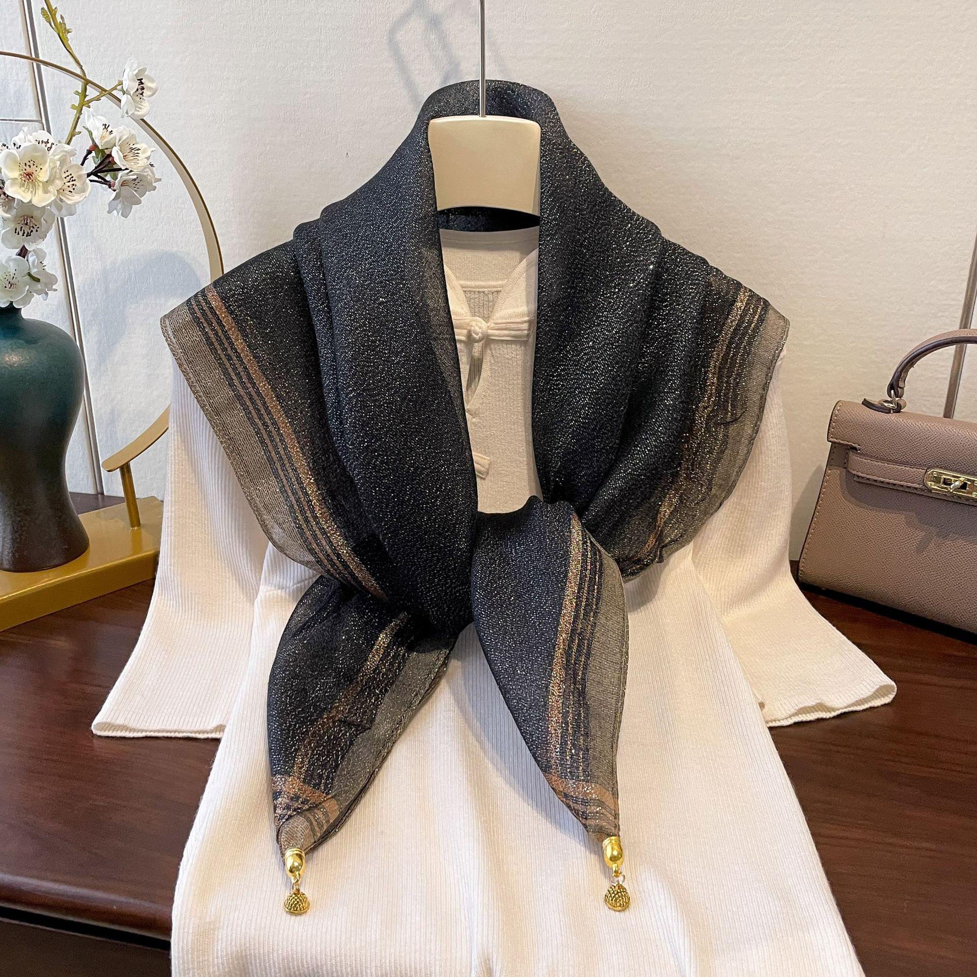 

Новый весенний высококачественный шифоновый шарф с магнитной пряжкой для женщин, модный и модный маленький шарф, тонкий универсальный шарф 90*90cm