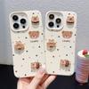 New Leather Pattern Three-dimensional Polka Dot Cartoon English Bear for Apple 16promax Mobile Phone Case for IPhone