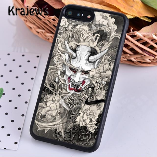 Krajews Japanese Oni Hannya Demon Mask Phone Case Cover For iPhone 17 Air 16 15 14 Plus 11 12 13 Pro Max Fundas