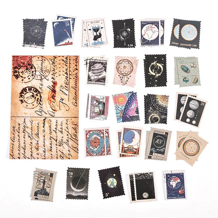 46 pcs Vintage stamp style Stickers pack Decorative Hand Account Diary Album handmade Diy Scrapbooking accessories