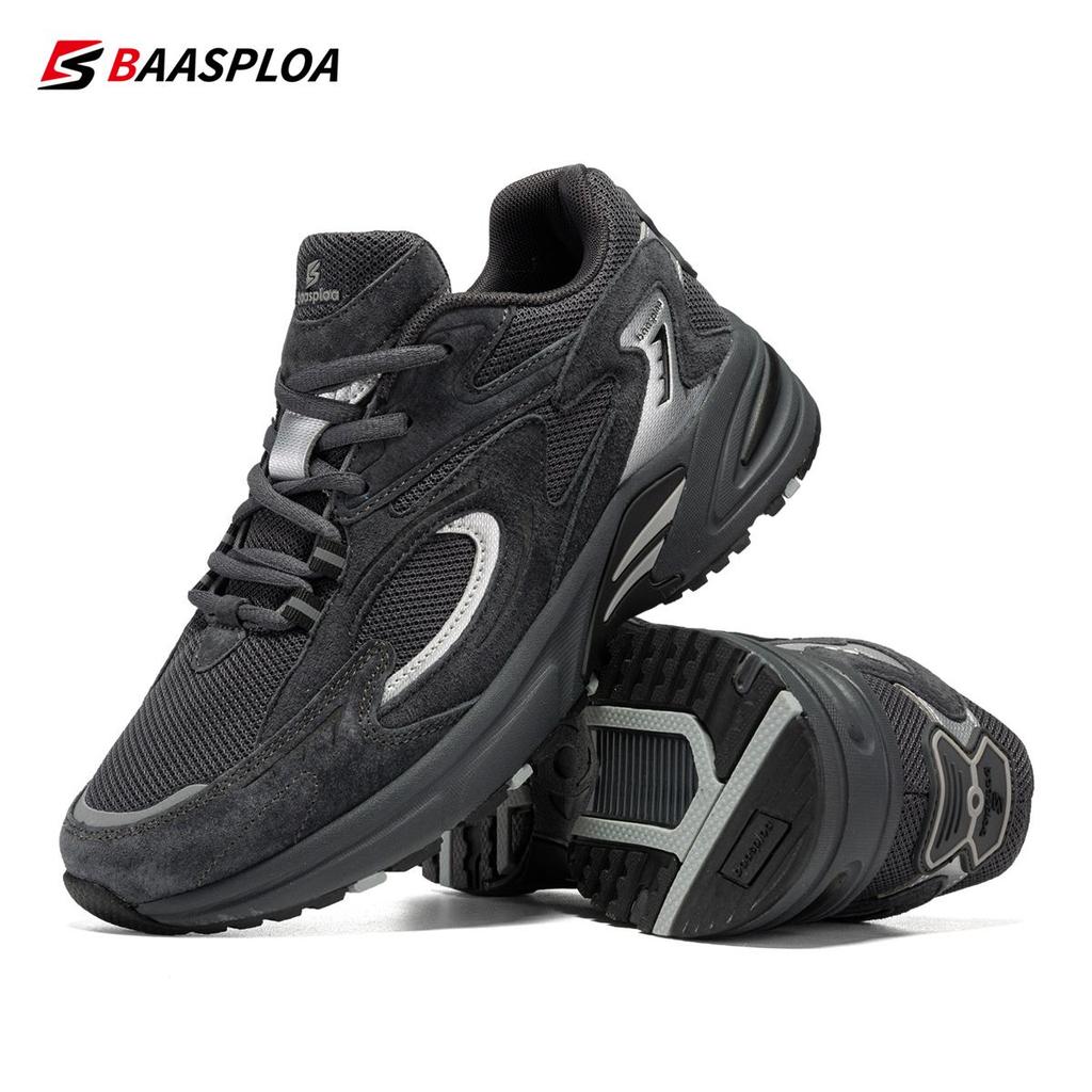 Men's Running Shoes Leather + Mesh Breathable Non-Slip Men's Outdoor Wear Sports Lightweight Running Basketball Shoes