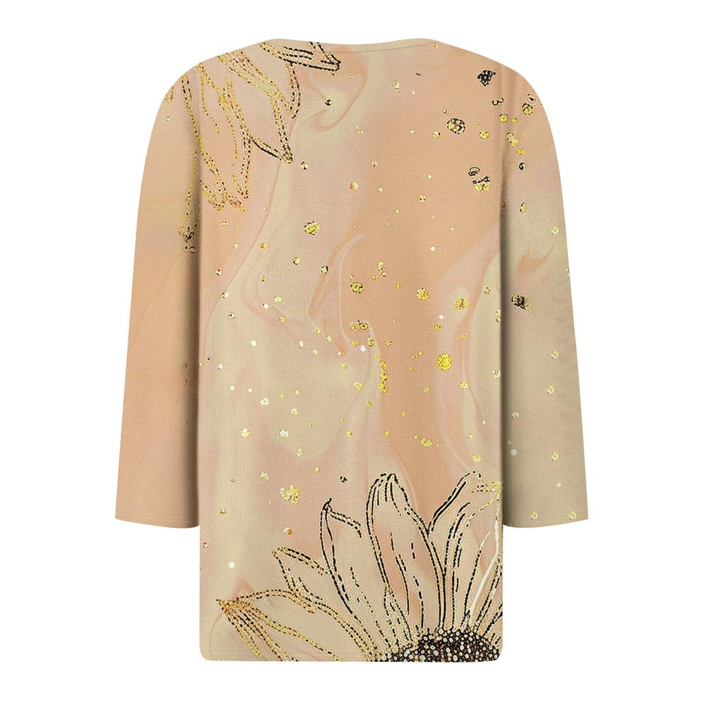 Damen 3/4-Ärmel Shirts Grafik-T-Shirts Shirts Lässige Basic-Tops Pullover