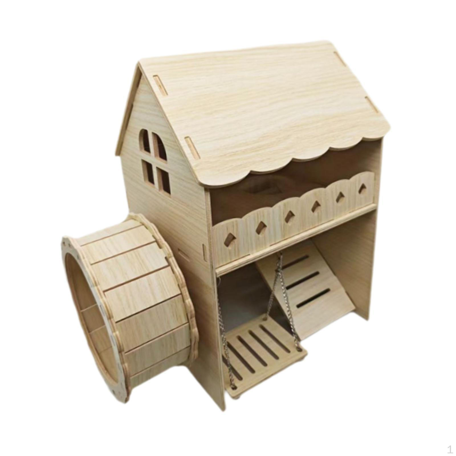 

2 Tier Hamster House with Swing Play Toy Funny Hideout Stairs and for Small Pet