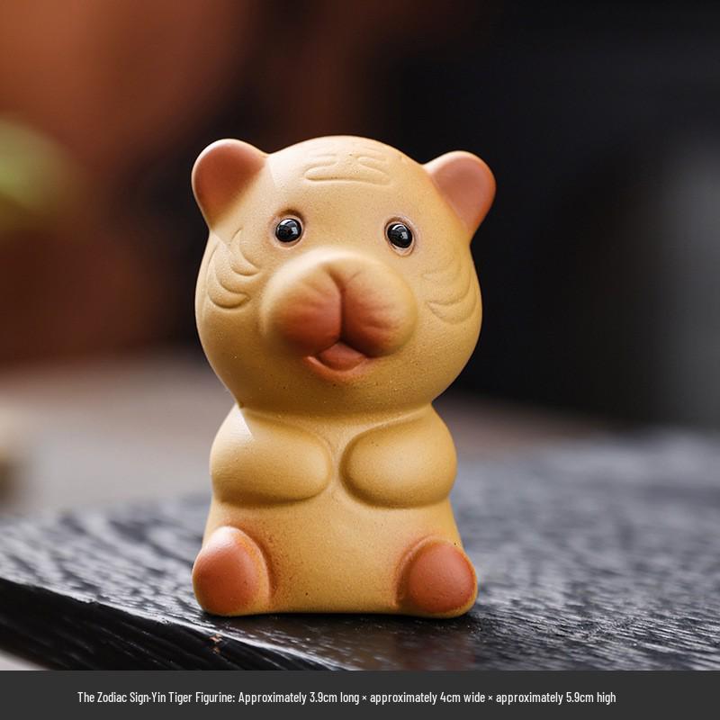 Zisha Zodiac Animal Tea Pet Ceramic Set - Mini Tea Table Ornament for Home or Office