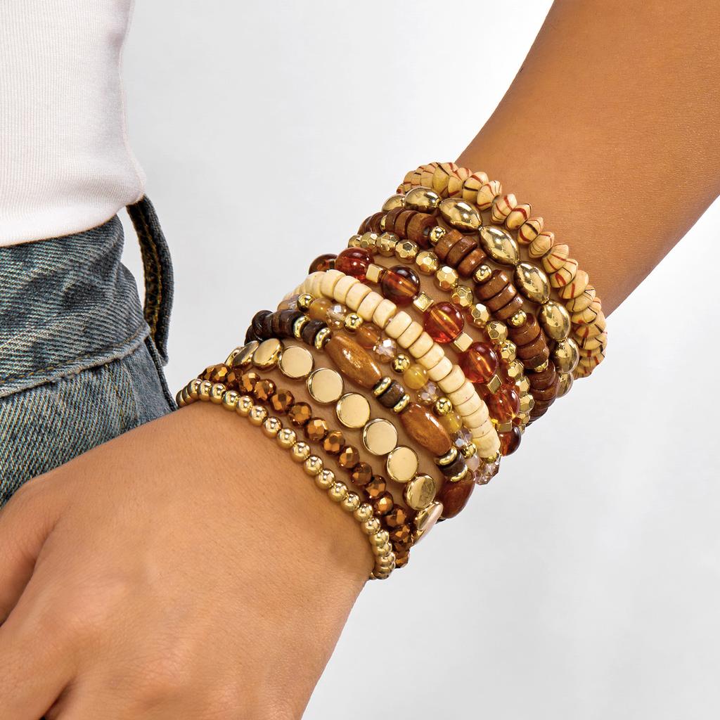 Creative Artistic Crystal Gravel Beaded Bracelet Set for Women Vintage Bohemian Stacked Bracelet Girls Party Jewelry Gifts