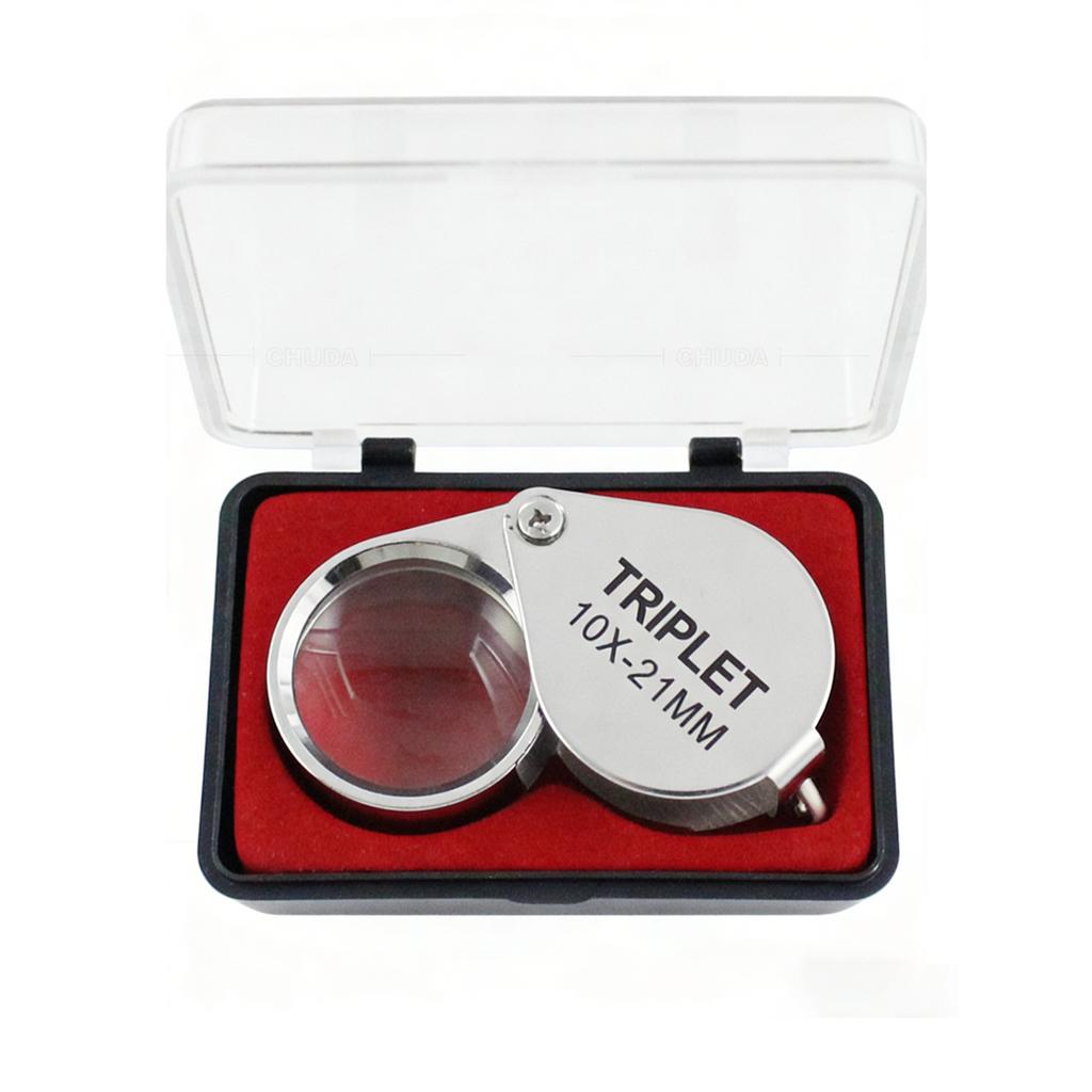 10-30X gold/silver boxed portable blinds folding three piece jewelry/labels/reading eye tools reading magnifying glass