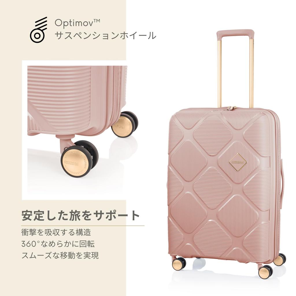 American Tourister Instagon Spinner 55/20 Expandable Suitcase, TSA Carry-on Approved, 35/42L, 55cm, 2.8kg, New Model - Peach Blossom
