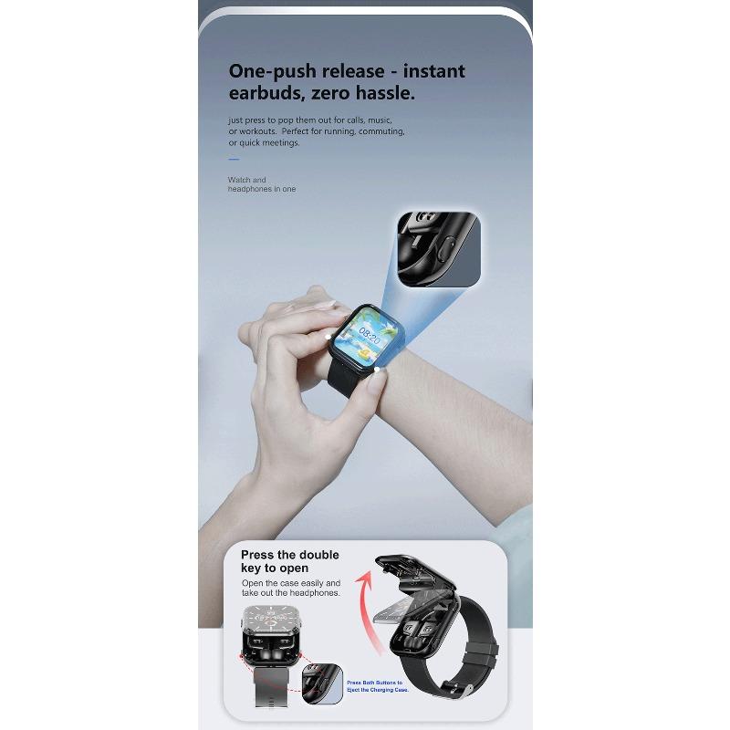 New T1 Smartwatch TWS Bluetooth Headset 2-in-1 Bluetooth Call Sports Bracelet Heart Rate Measurement Waterproof