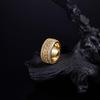 European Hip Hop Sterling Silver Men's Moissanite Rotatable Ring, Gold-Plated Trendsetter Fashion.