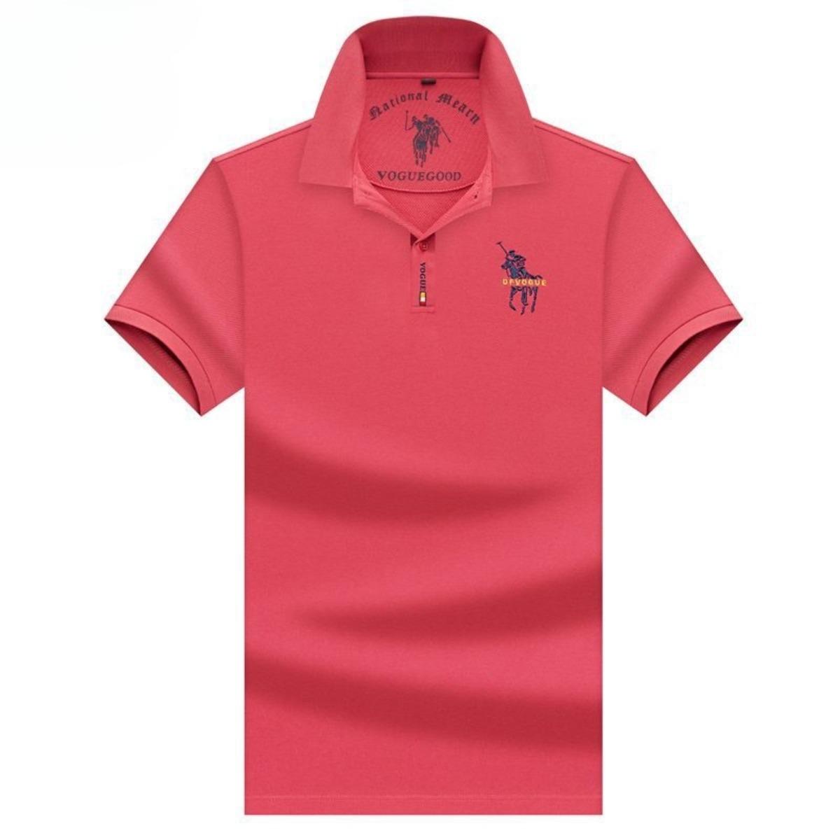 

Поло Trend Hub Новая мужская футболка-поло с коротким рукавом Мужская вышивка Повседневная деловая футболка-поло 48 красный