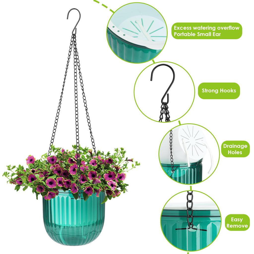 Simple Self Watering Hanging Pots Indoor Plant Hanging Pots with Drainage Hole Visible Water Level