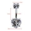 Damen Sexy Doppelherzförmiger Kristall Zirkon Bauchnabelpiercing Bar Chirurgischer Stahl Strass Körperpiercing Schmuck