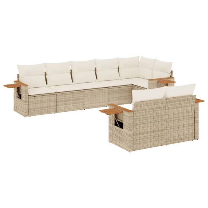 VidaXL Salon de Jardin avec Coussins 8 pcs, Canapés de Terrasse, Ensemble de Meubles de Patio, Mobilier d'Extérieur, Beige 3226989