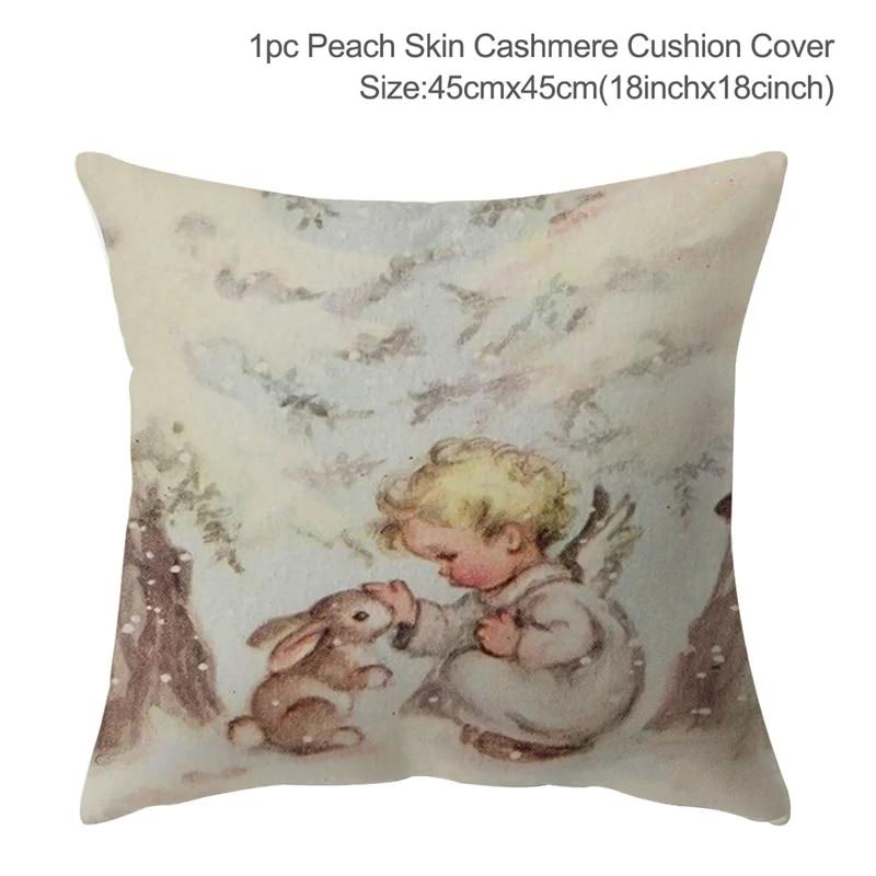 Santa Claus Christmas Tree Snow Scene Snowman Animal Deer Rabbit Bird Fox Sofa Seat Bedroom Car Office Decoration Pillowcase