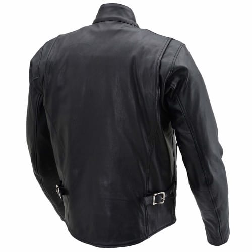 Daytona Motorcycle Leather Jacket Genuine Leather (Water Repellent) Spring/Autumn/Winter Single Rider Collarless DL-001 Black L Size (Men's) 17808