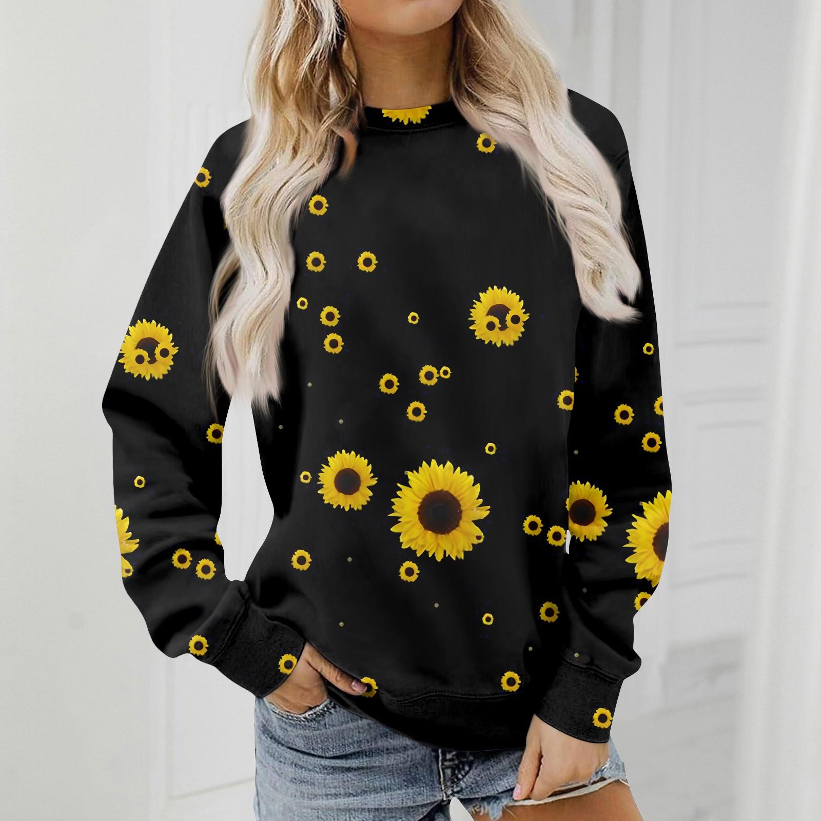 

Женский модный свитер с круглым вырезом и цветочным принтом S чёрный