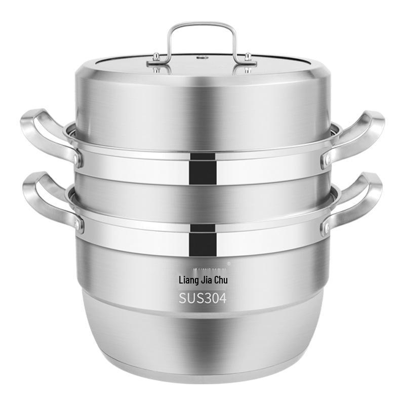 Nerezový parní hrnec s velkou kapacitou: Protiopaření, Vícevrstvý design pro vaření & dušení