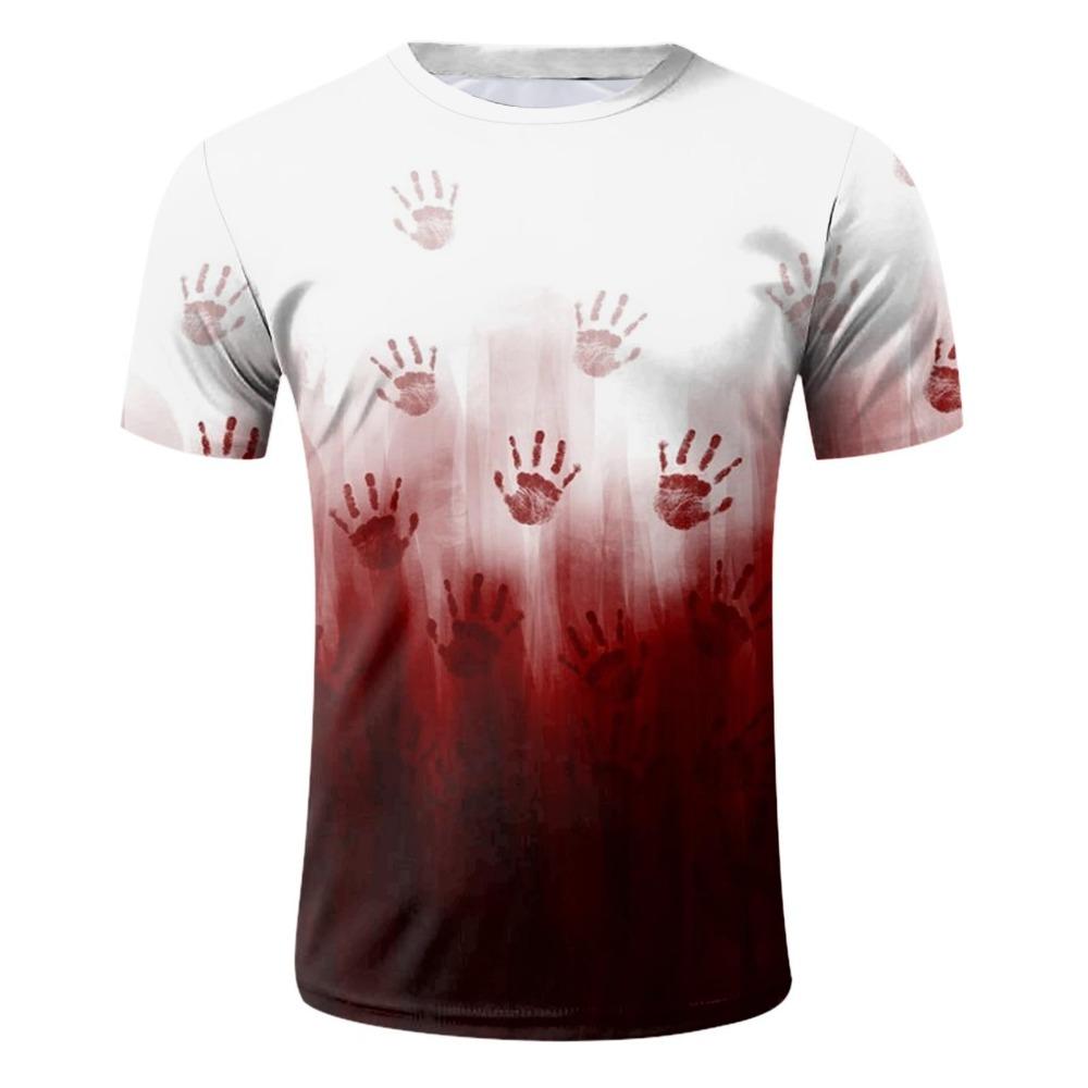 Sommer Briefe Blutiges Muster Gedruckt Herren Kurzarm Rundhals T-Shirt Atmungsaktiv Leicht Party Oberteil Damen T-Shirts Kleidung