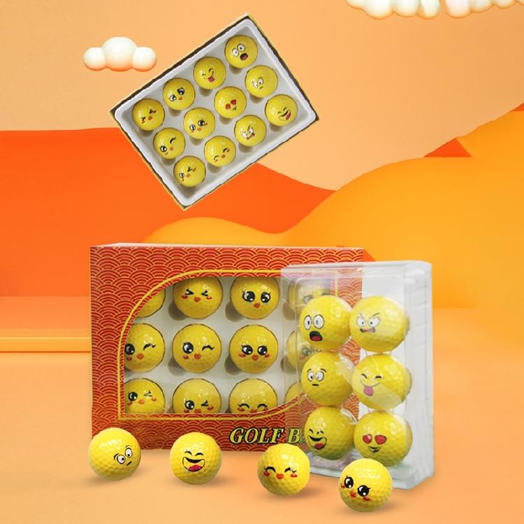 12Pcs Novelty Practice Golf Balls Funny Yellow Practice Golf Balls Lovely Emotion Face Golf Balls Golf Accessories