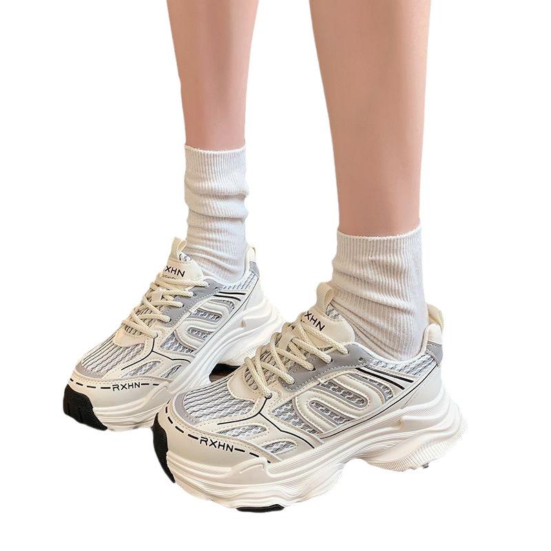 New Platform Dad Shoes Children 2025 New Autumn Thin Mesh Breathable Mesh Shoes Heightening Casual Sports Shoes