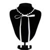 Sweet Diy Lace-Up Ribbon Pearl Necklace Female, Vintage Long Bow Collarbone Chain
