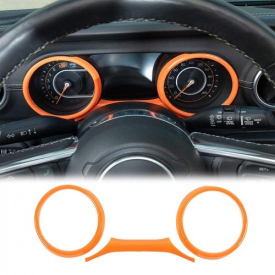 3 Stück Armaturenbrett Abdeckungen Zierleisten für Jeep Wrangler JL JT 2018+ ABS Orange