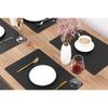 Abwischbare Platzsets Ledertischsets Wasserdicht Hitzebeständig Leicht zu reinigen für Esstischset Küchentisch (6, Schwarz)