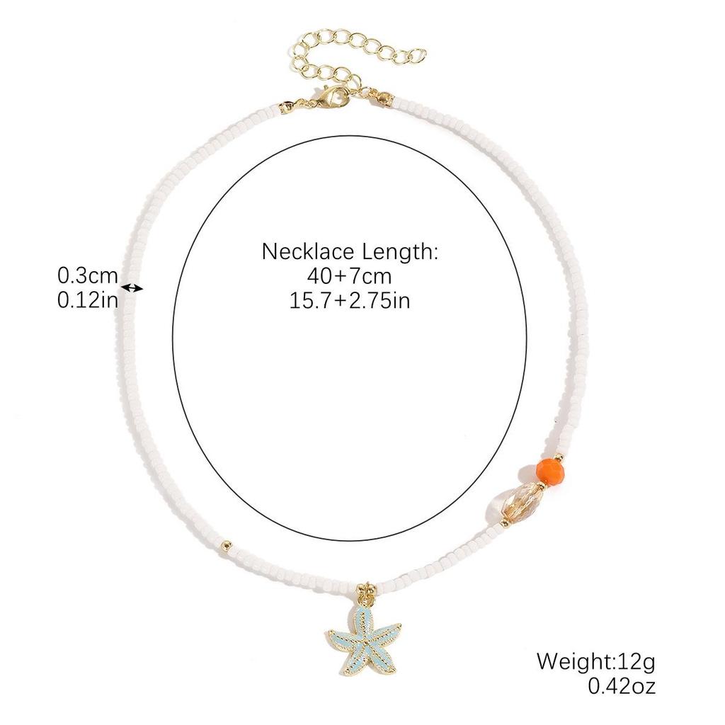 Color Blocked Bead Collarbone Chain Ocean Design Ceramic Necklace Small Fish Bohemian Necklace for Women