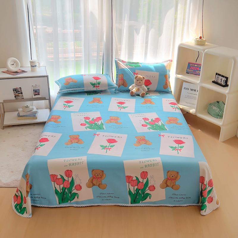 Nantong Wholesale Skin-friendly Cotton Sheets Single Piece Solid Color Washed Cotton Quilt Single Item Single Student Dormitory Polished Kang Single