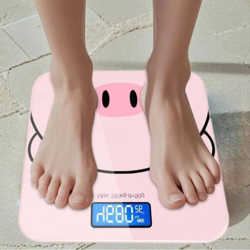Square Digital Body Scale With Temperature Sensor And Compact Design For Home