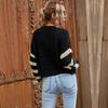 Casual Trend Versatile Autumn V-neck Colorblocking Knit Striped Sweater Short Jacket Women Cardigan