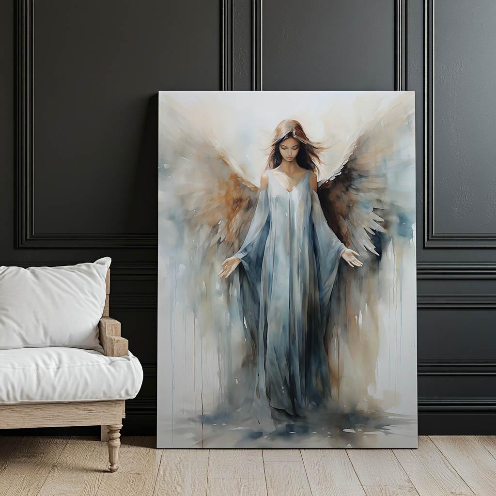 Blue Angel Spiritual Charm Blue Angel Spiritual Charm, 70X100 Cm, Black Aluminum Frame, 230 Gsm Matte Paper