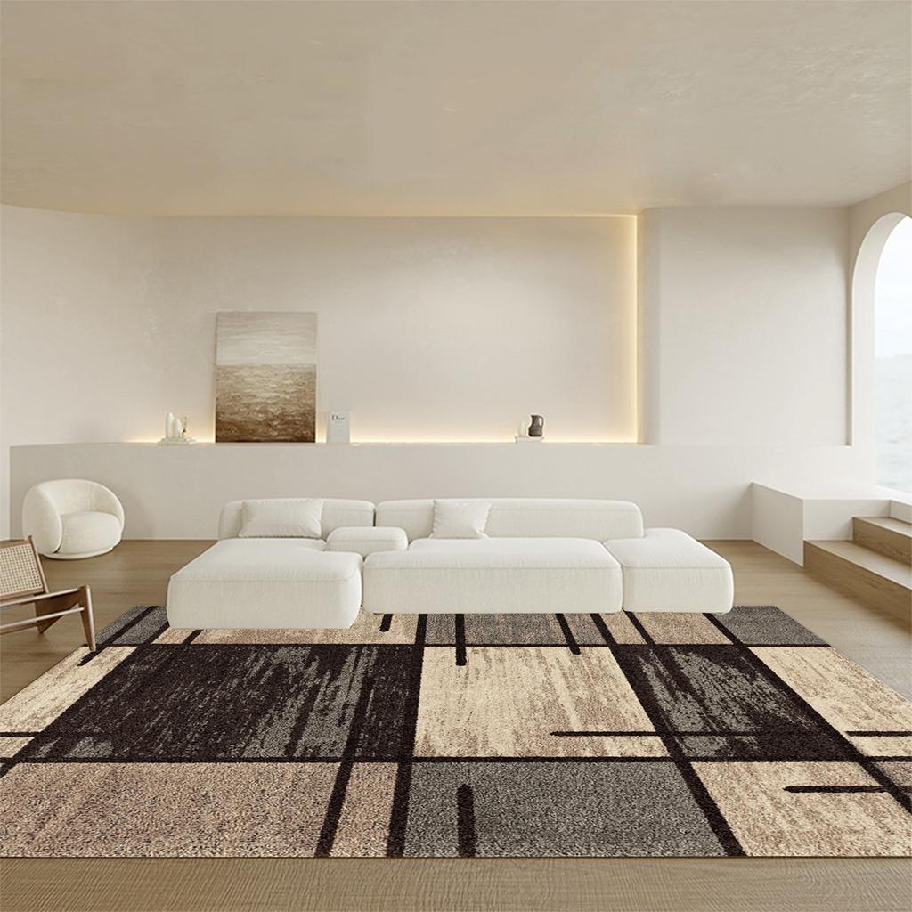 Braune Geometrische Teppiche für Wohnzimmer Große Flächenteppiche für Schlafzimmerdekor Nordische Heimdekoration Ankleidezimmermatte Weicher Lounge-Teppich