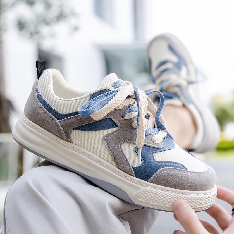 2024 Autumn Trendy Men's Thick-Soled Korean Style Casual Canvas Sneakers